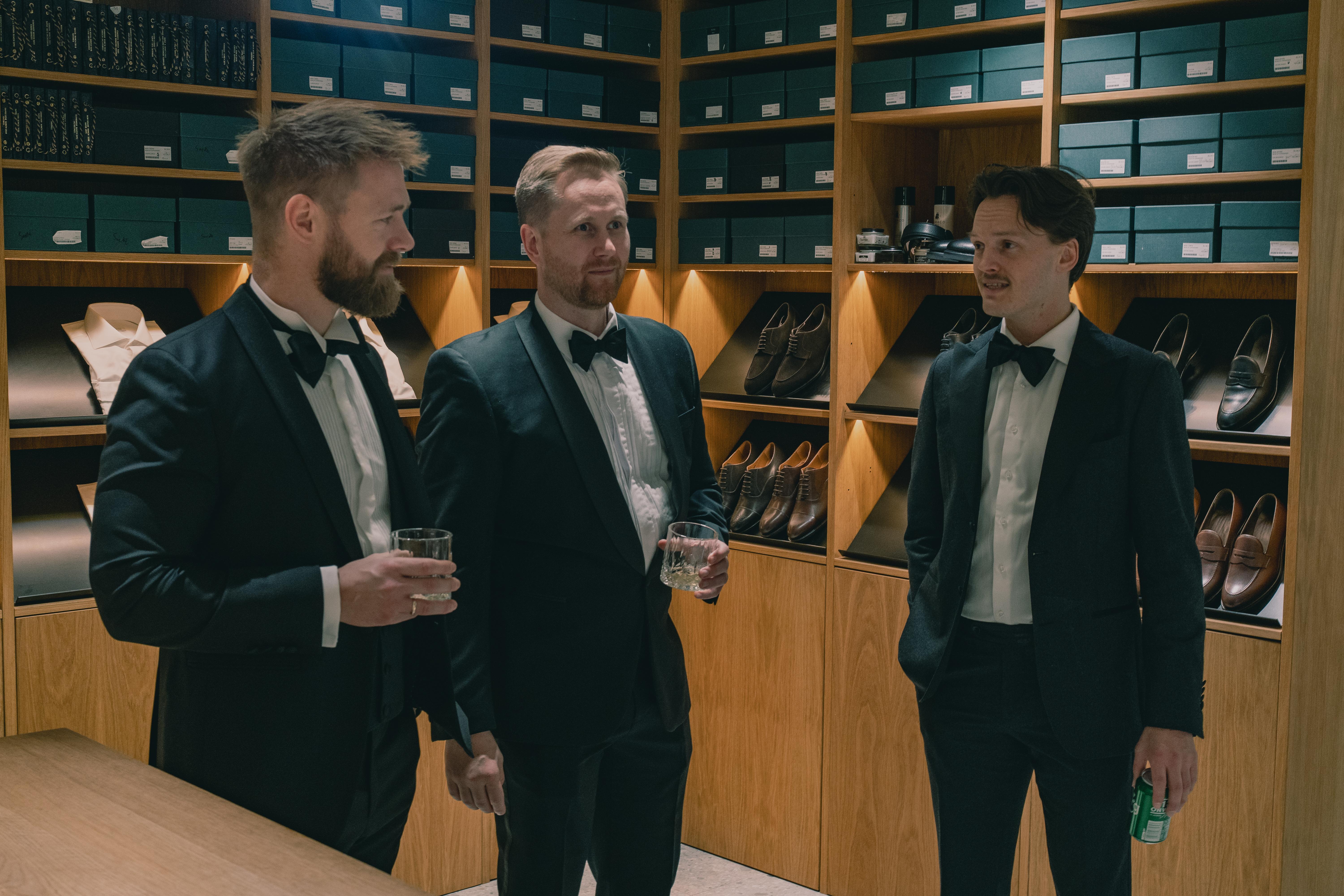 Three men in tuxedos