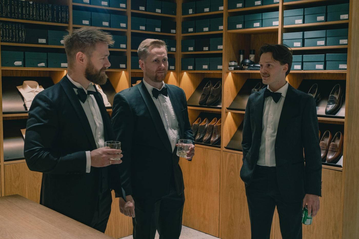 Three men in tuxedos
