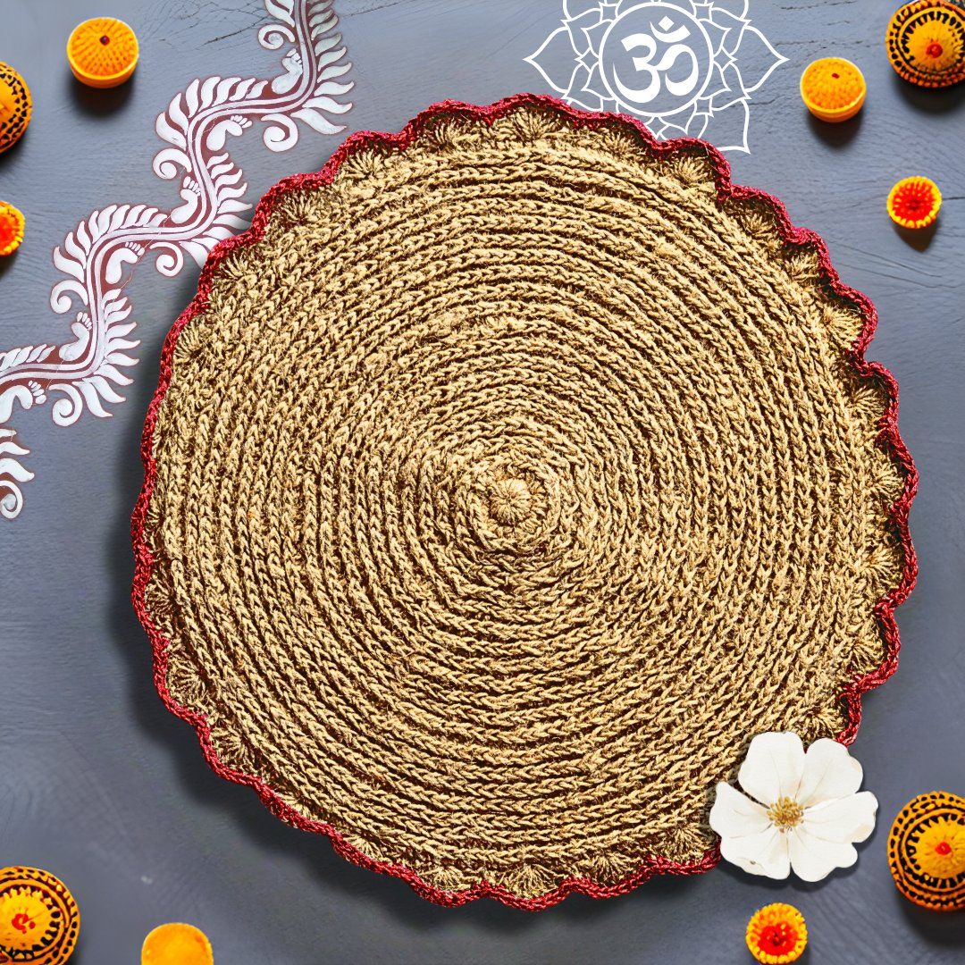 Red-flower-Circle-Door-Mat — feature close-up