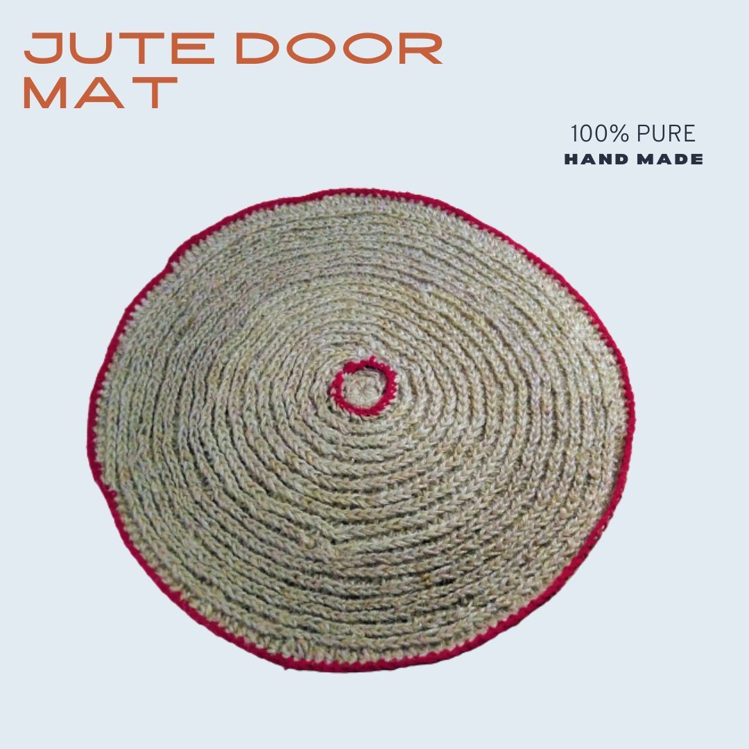 Classic Handcrafted Jute doormat Red Border — size & dimensions