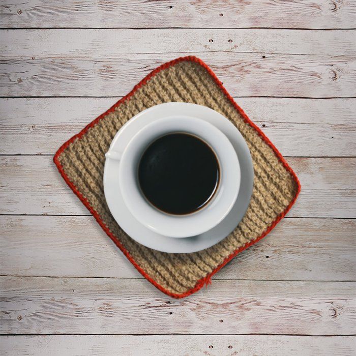Premium Handcrafted Jute table mat Red Border Medium — feature close-up