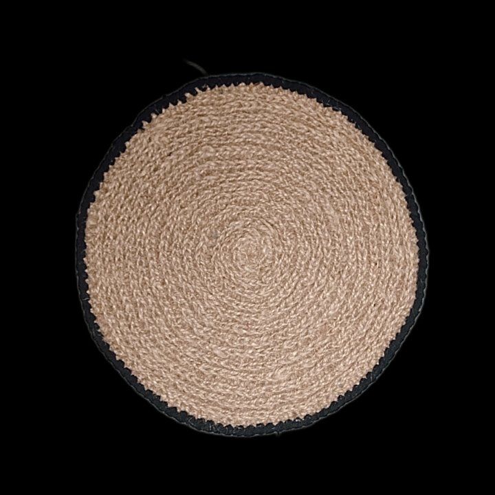 Premium Handcrafted Jute Round table mat Black Border Medium — size & dimensions