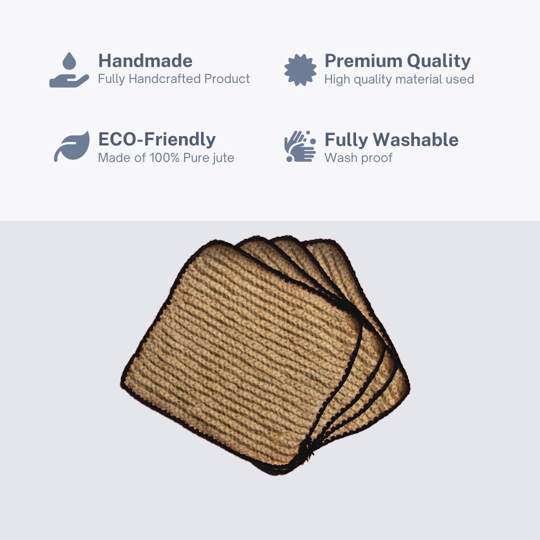 Premium Handcrafted Jute table mat Black Border Medium — use & care