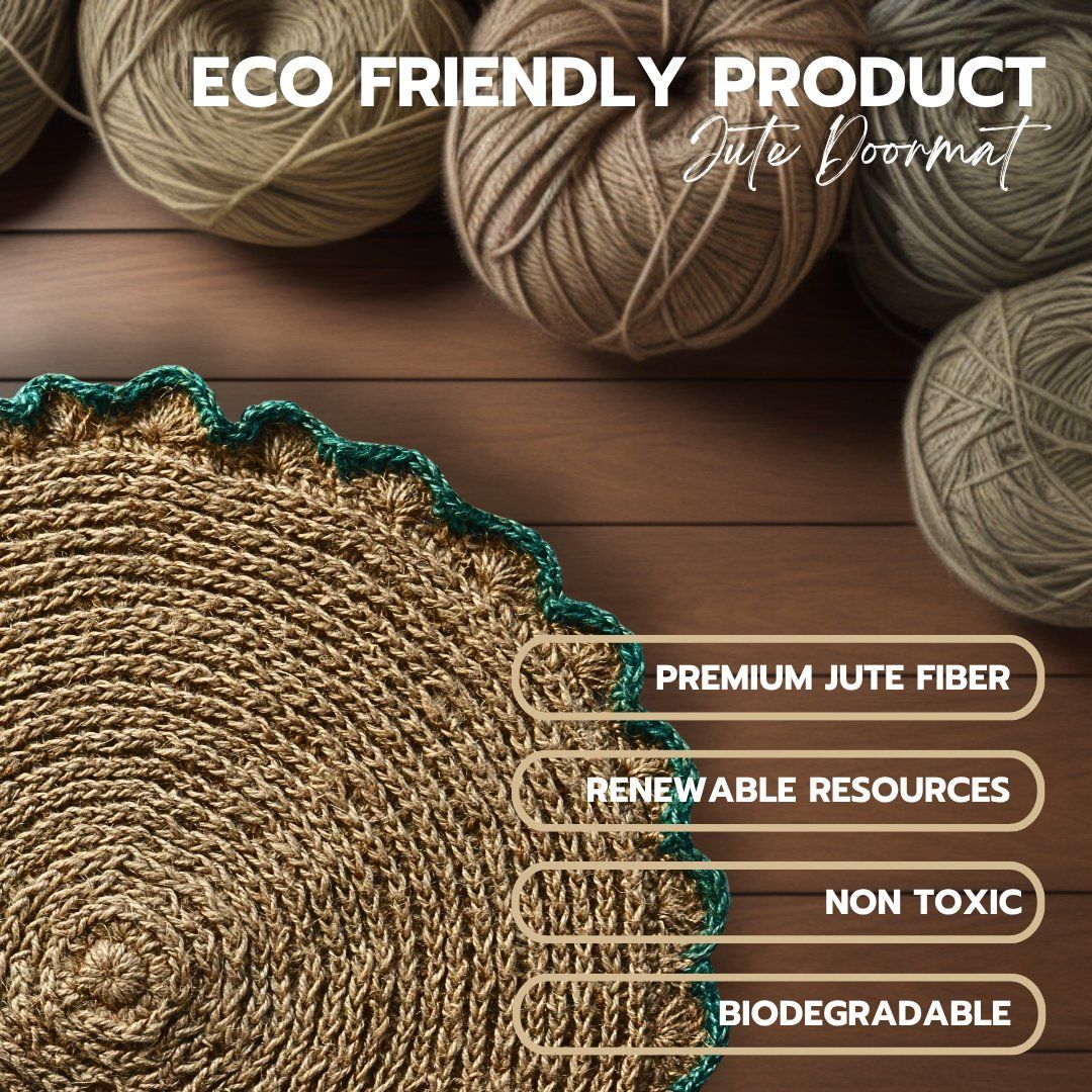 Green-flower-Circle-Door-Mat — size & dimensions
