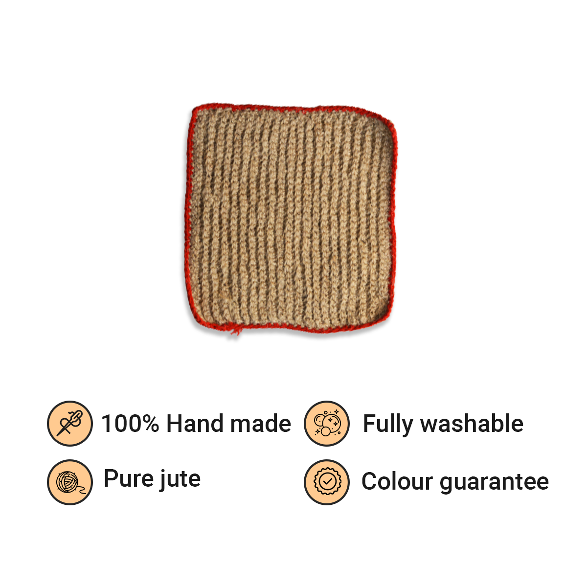 Premium Handcrafted Jute table mat Red Border Medium — use & care