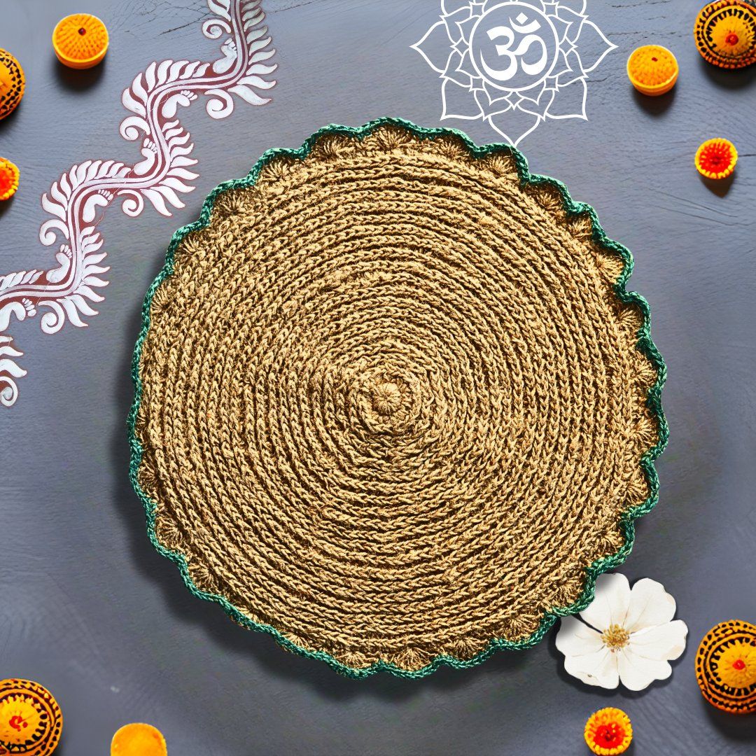 Green-flower-Circle-Door-Mat — use & care