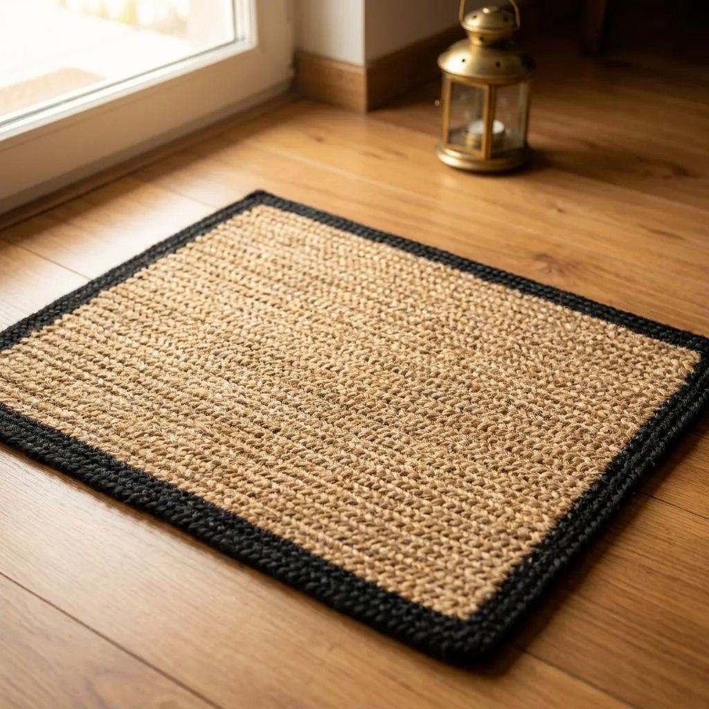 Classic Handcrafted Jute doormat Black Border — hero