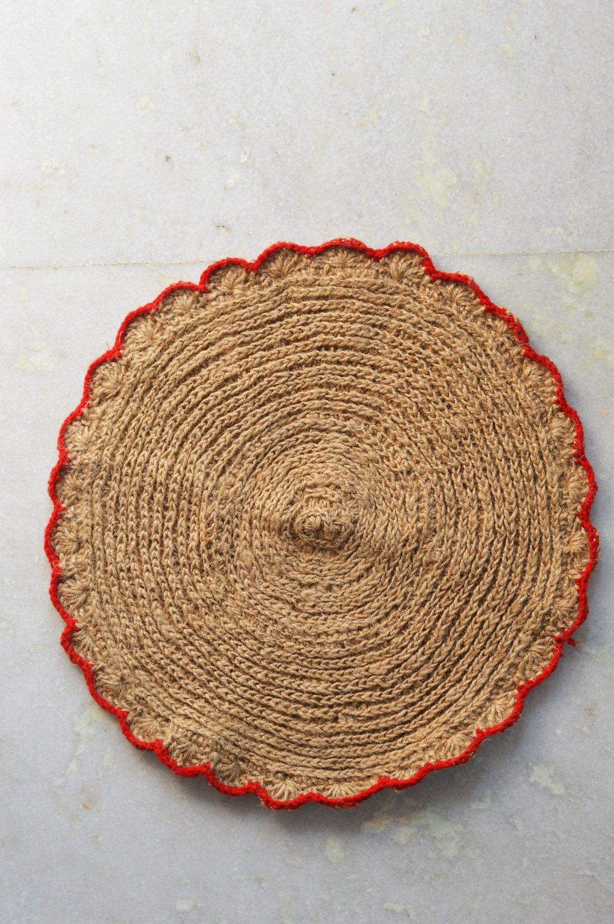 Red flower Circle Door Mat — hero shot