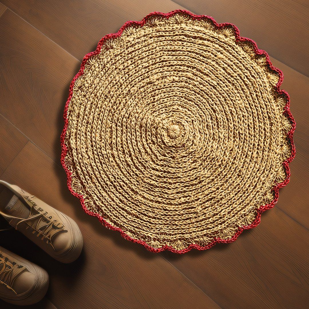 Red-flower-Circle-Door-Mat — hero shot