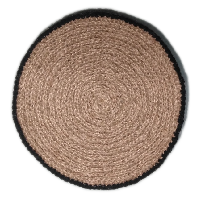 Premium Handcrafted Jute Round table mat Black Border Medium — use & care