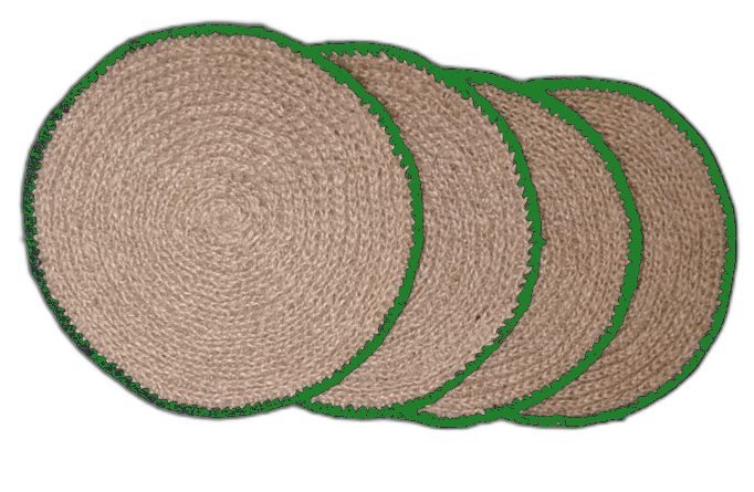 Premium Handcrafted Jute door mat Green Border  Medium — size and dimensions