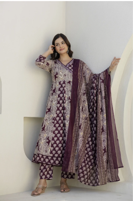 VRano Salwar Palazzo & Dupatta Printed Kurta, Palazzo & Dupatta