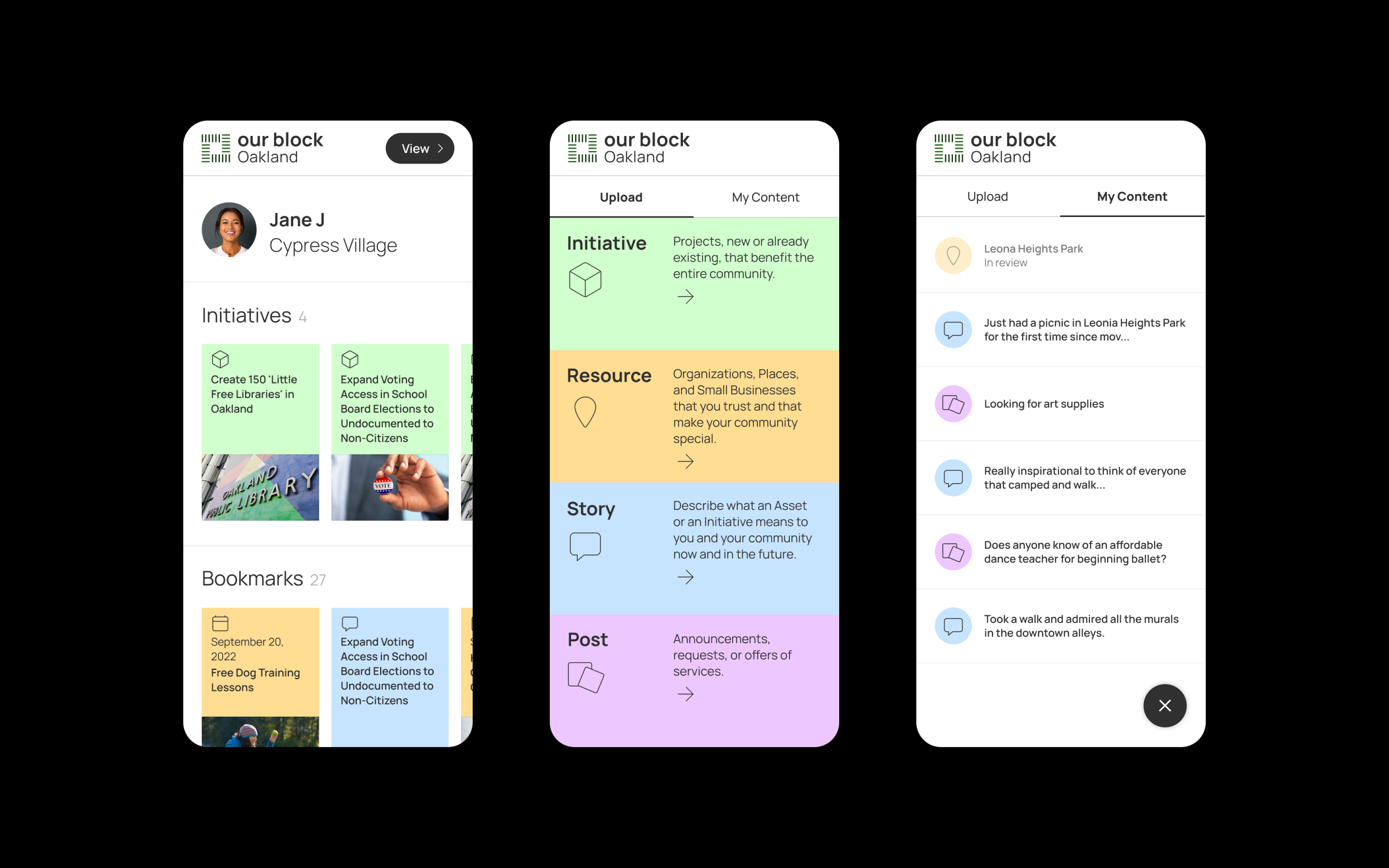 Our Block: Mobile View, Content
