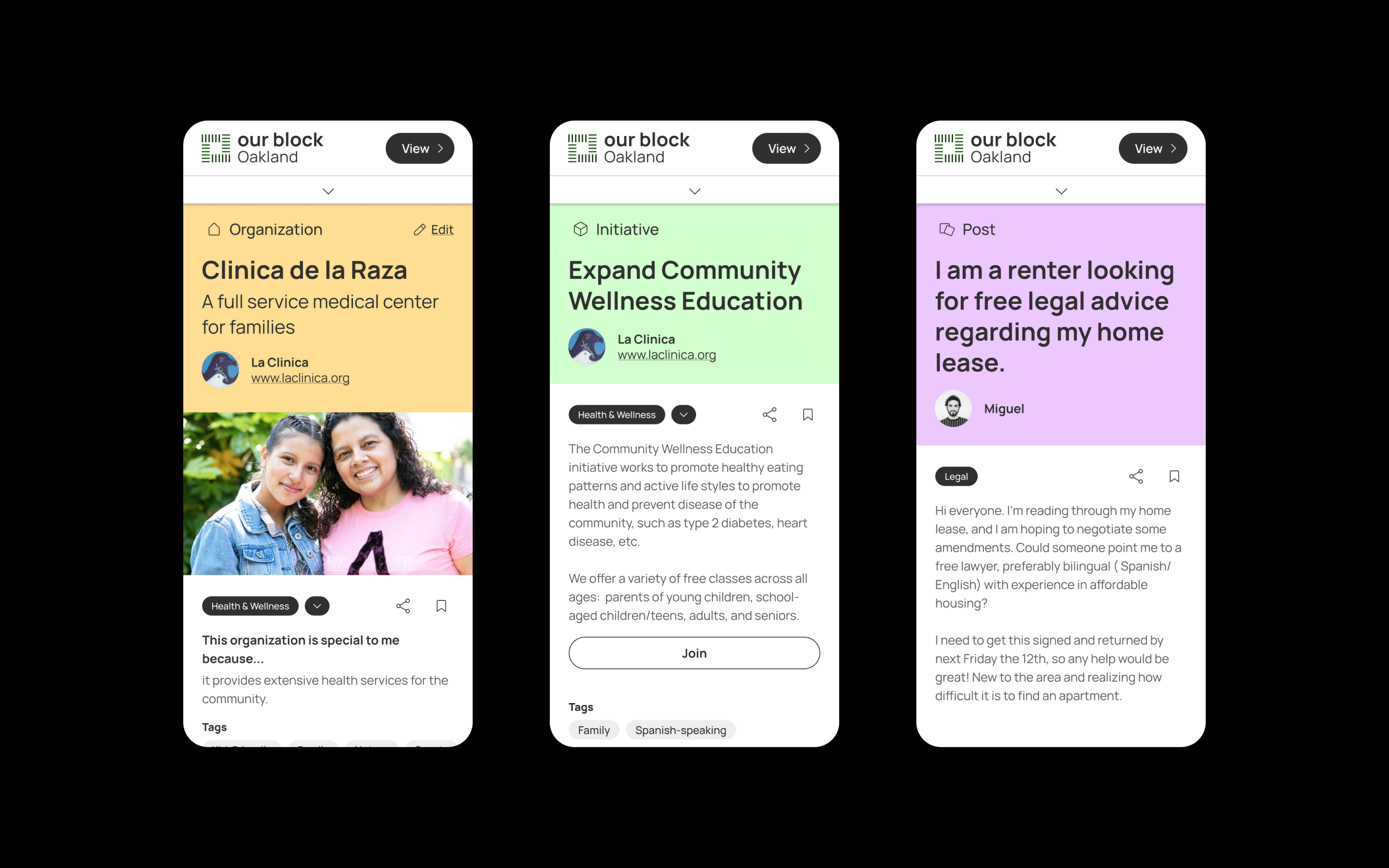 Our Block: Mobile View, Expanded Content