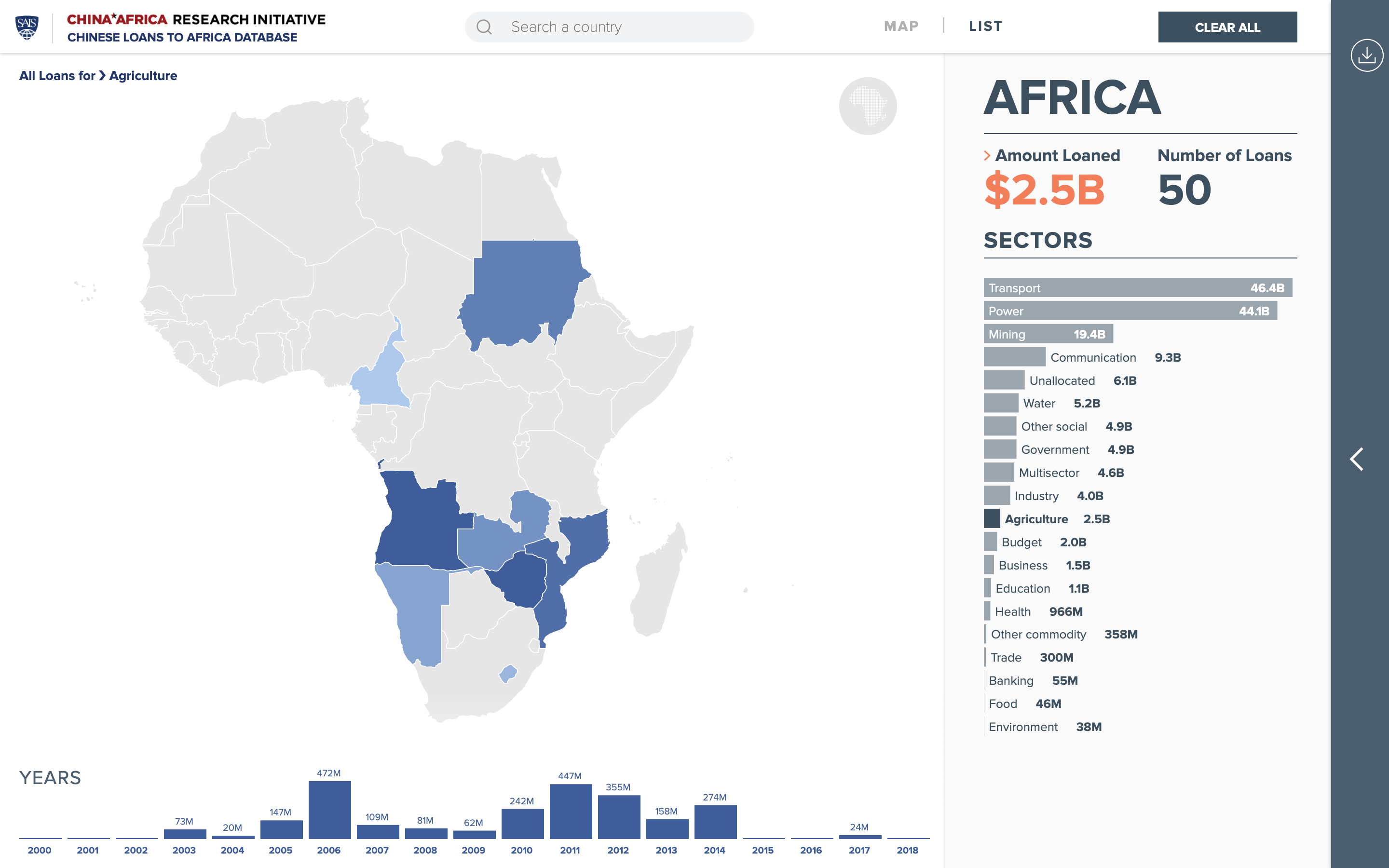 Chinese Loans to Africa Database- Map View
