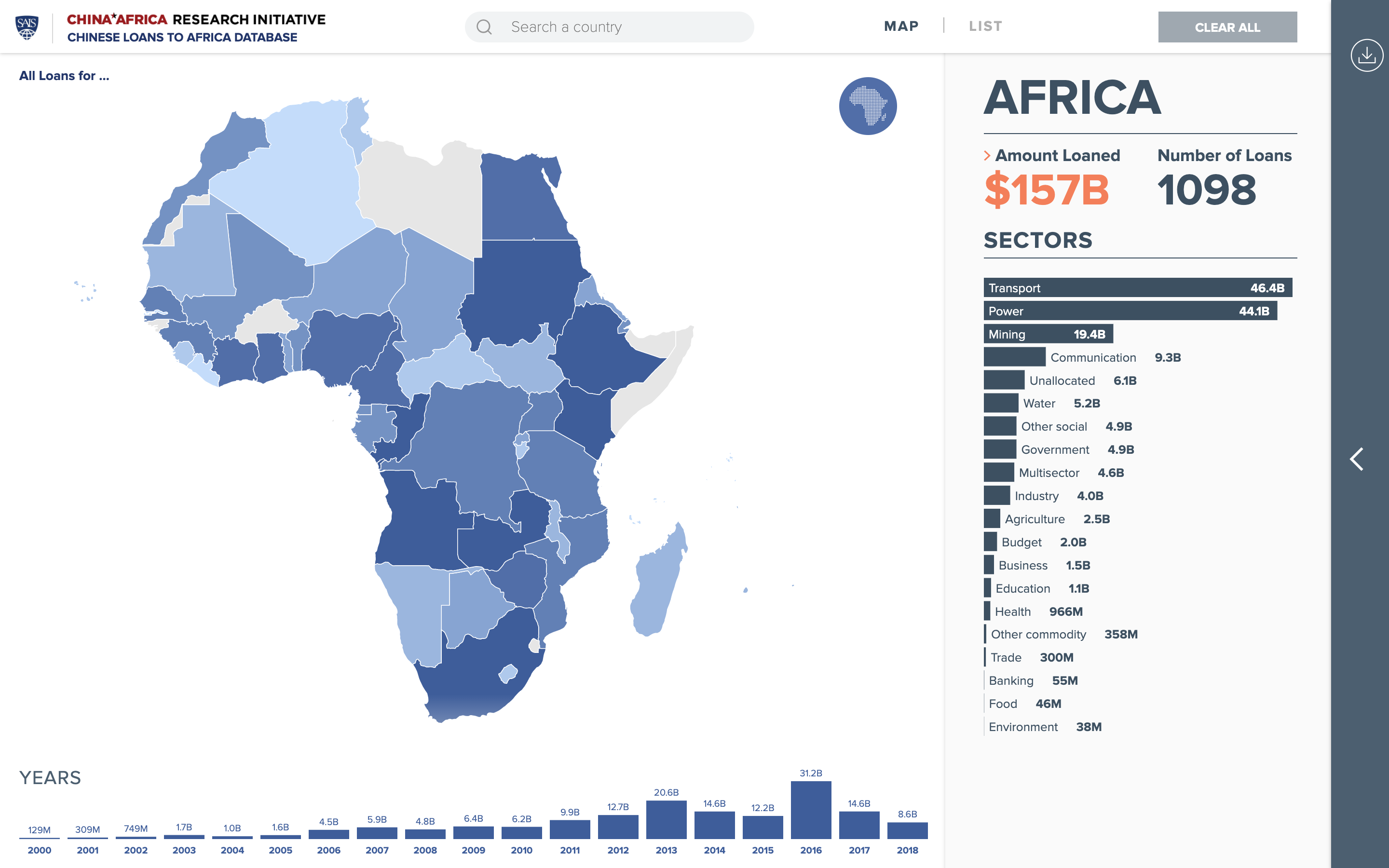 Chinese Loans to Africa Database- Map View