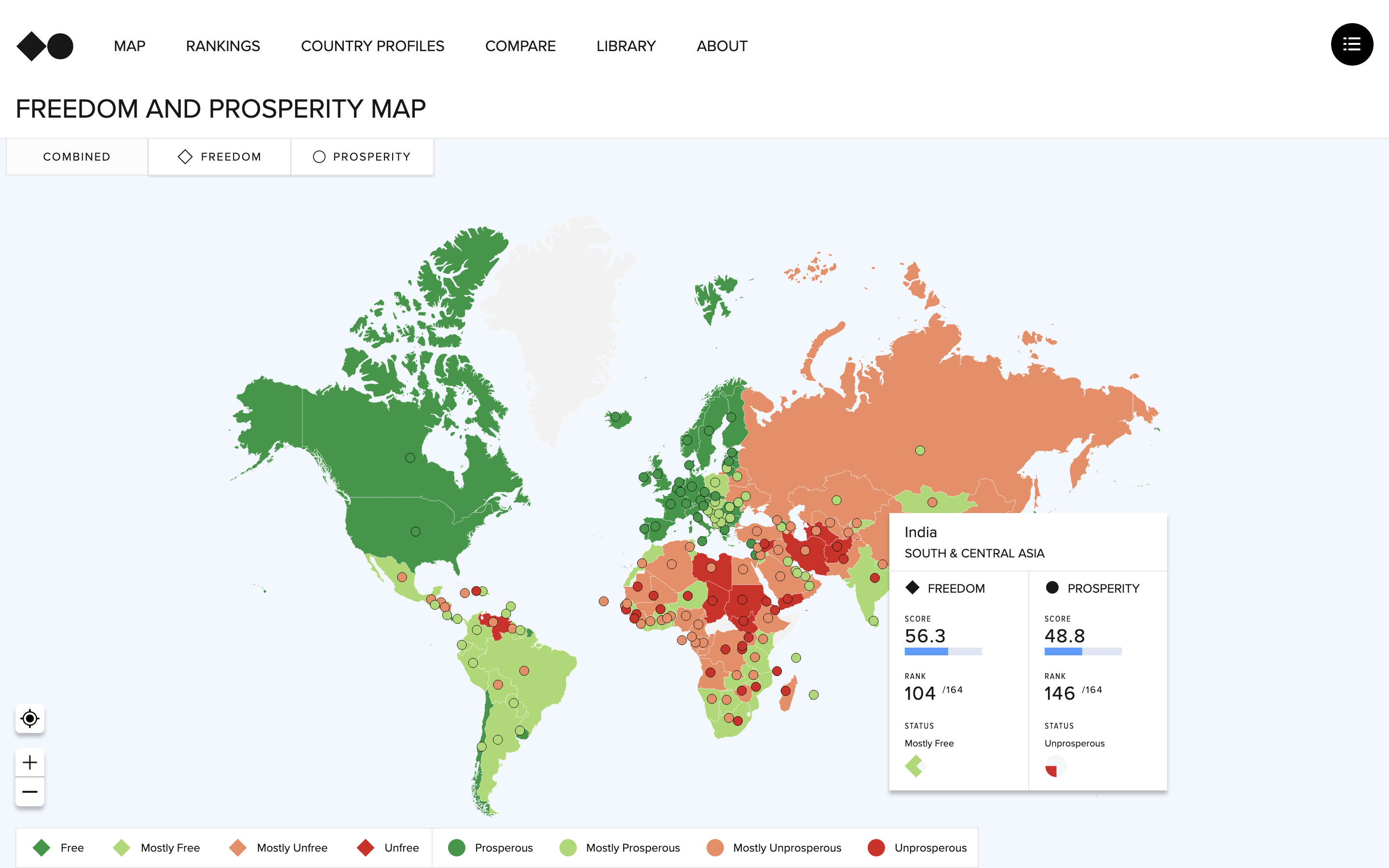 Freedom and Prosperity Map: India
