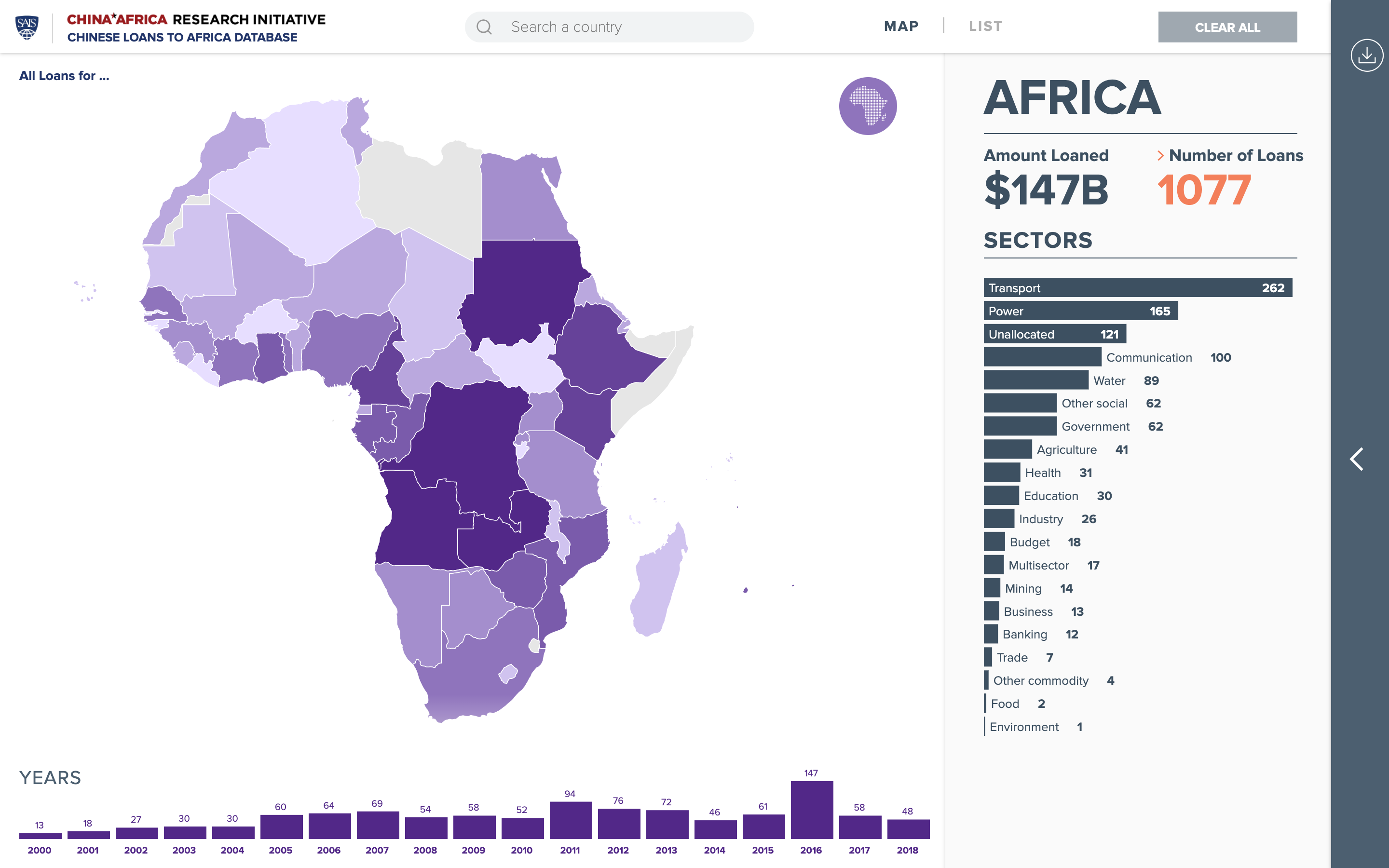 Chinese Loans to Africa Database- Map View