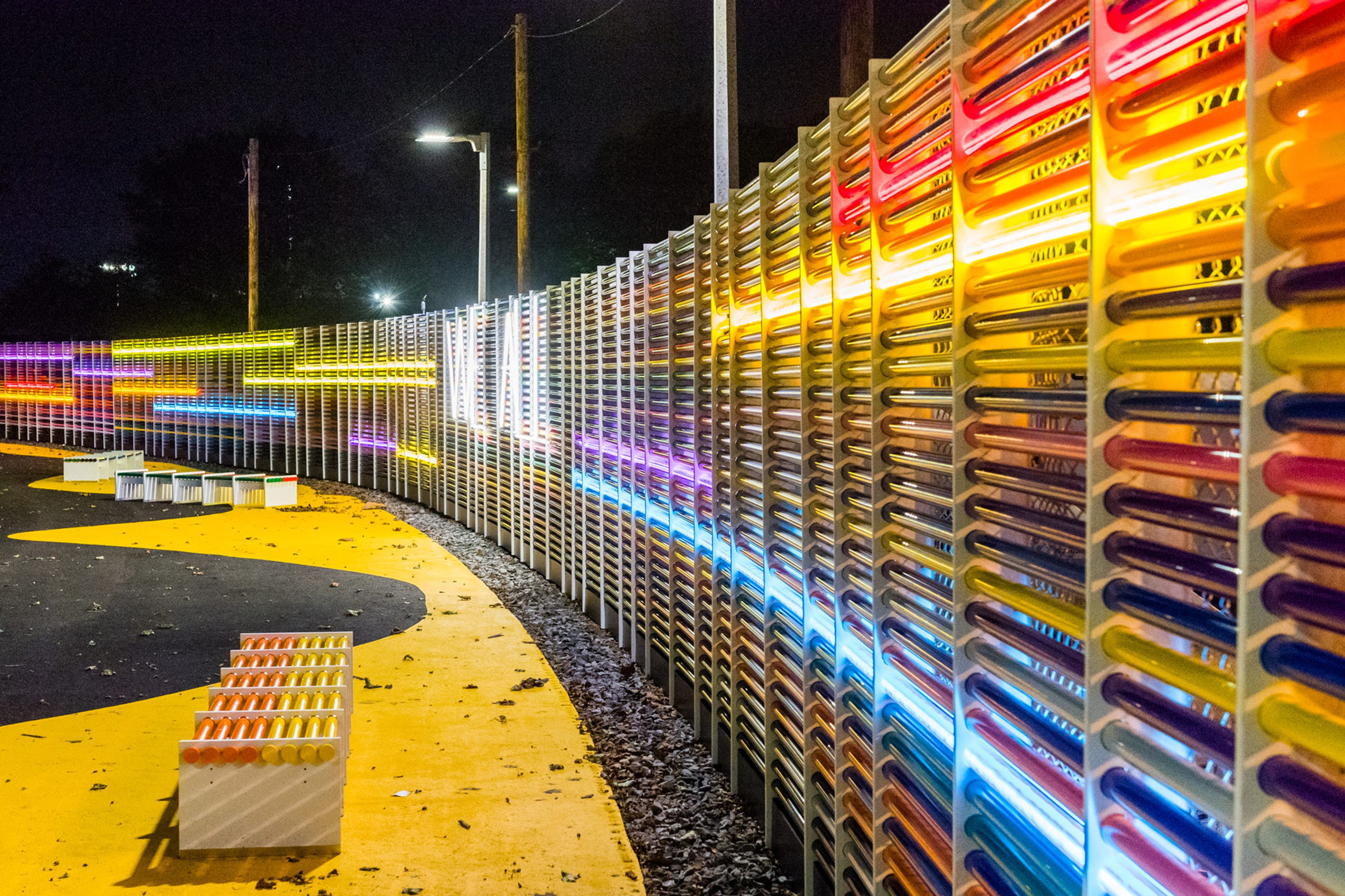 Image credit: “WE ALL,” designed by Francisco Alarcon (MDes '18), Carla Ferrer Llorca (MDes '17), and Rudy Weissenberg (MDes '18) for the Grove in Allston.