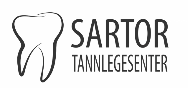 Logo for Sartor Tannlegesenter, featuring an outline of a tooth next to the text.