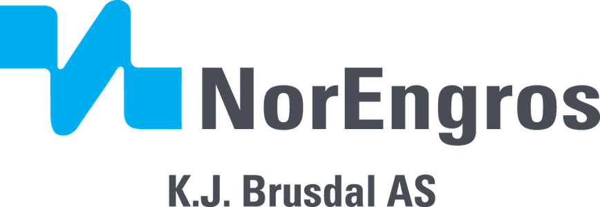 Logo for NorEngros K.J. Brusdal AS, featuring a blue stylized N.