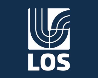 LOS logo with white stylized lines above the text "LOS" on a dark blue background.