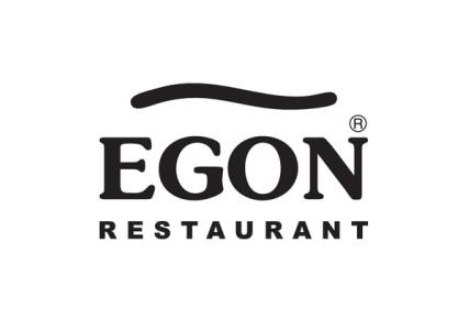 Egon Restaurant logo with a wavy black line above the name.