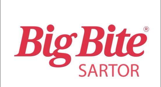 Logo with "Big Bite®" in large red italicized text, and "SARTOR" in smaller red text below.