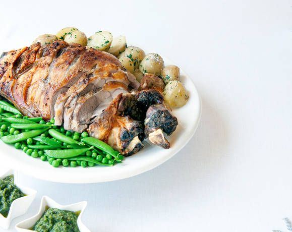 Garlic and wine glazed roast lamb with mint pesto Recipe | Beef + Lamb New Zealand