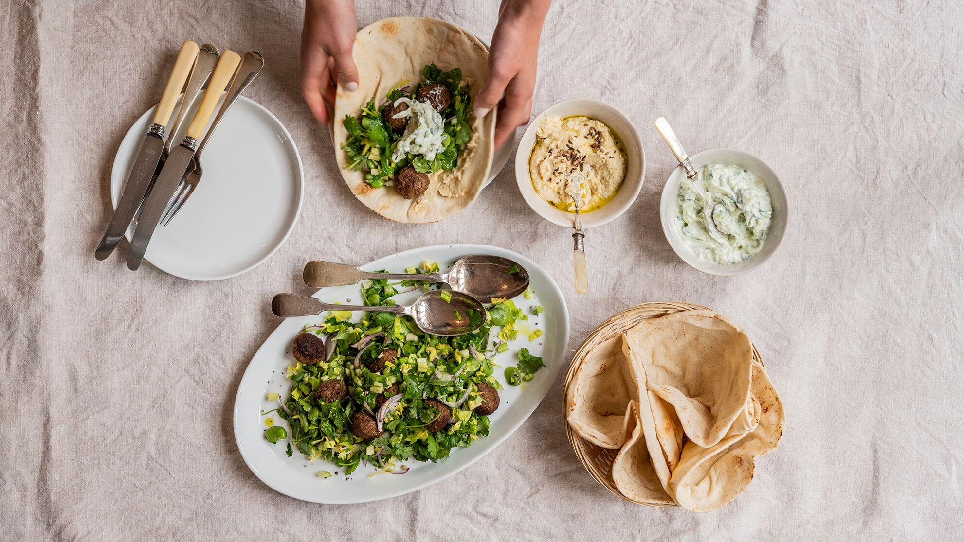 Quick Middle Eastern meatball wrap Recipe | Beef + Lamb New Zealand