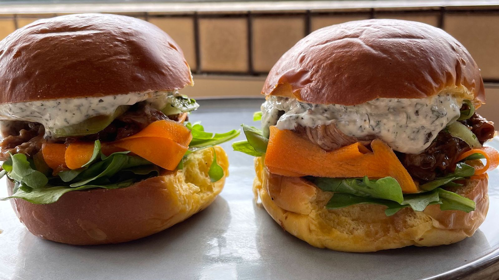 Lamb Ragu Burger with Pickled Carrots and Minted Cucumber Recipe Beef