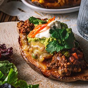 Baked kūmara with Mexican beef and beans Recipe | Beef + Lamb New Zealand