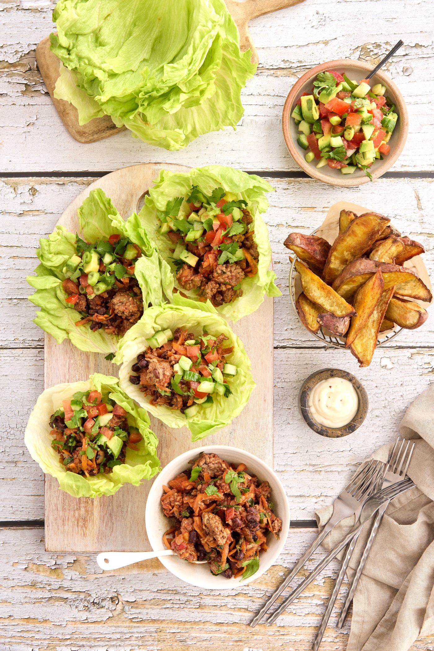 Beef mince salad cups with kumara wedges Recipe | Beef + Lamb New Zealand