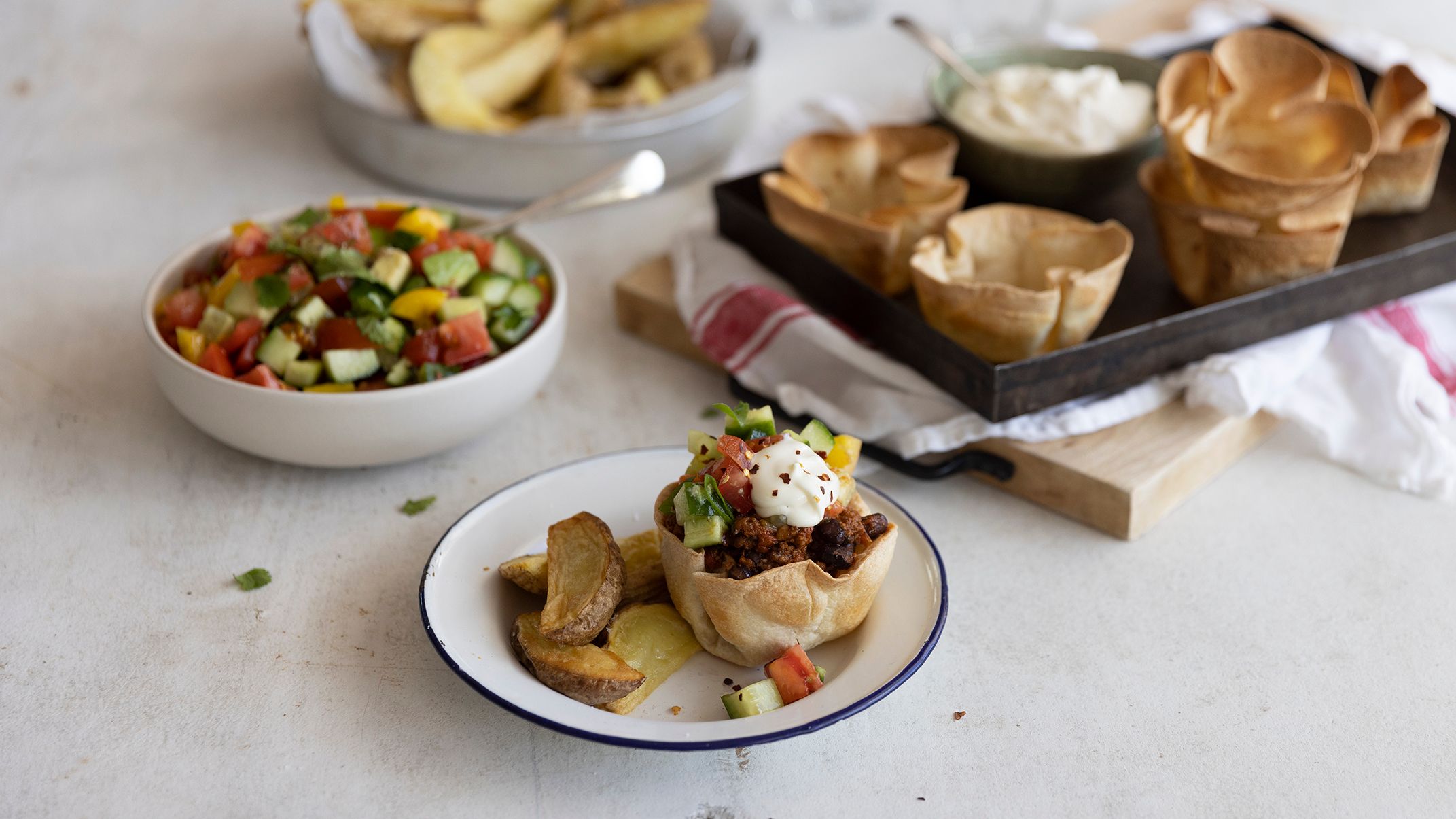 Mexi Mince Tortilla Cups with Chunky Salsa Recipe Beef + Lamb New Zealand