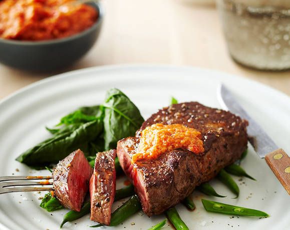 Steaks with romesco sauce Recipe | Beef + Lamb New Zealand