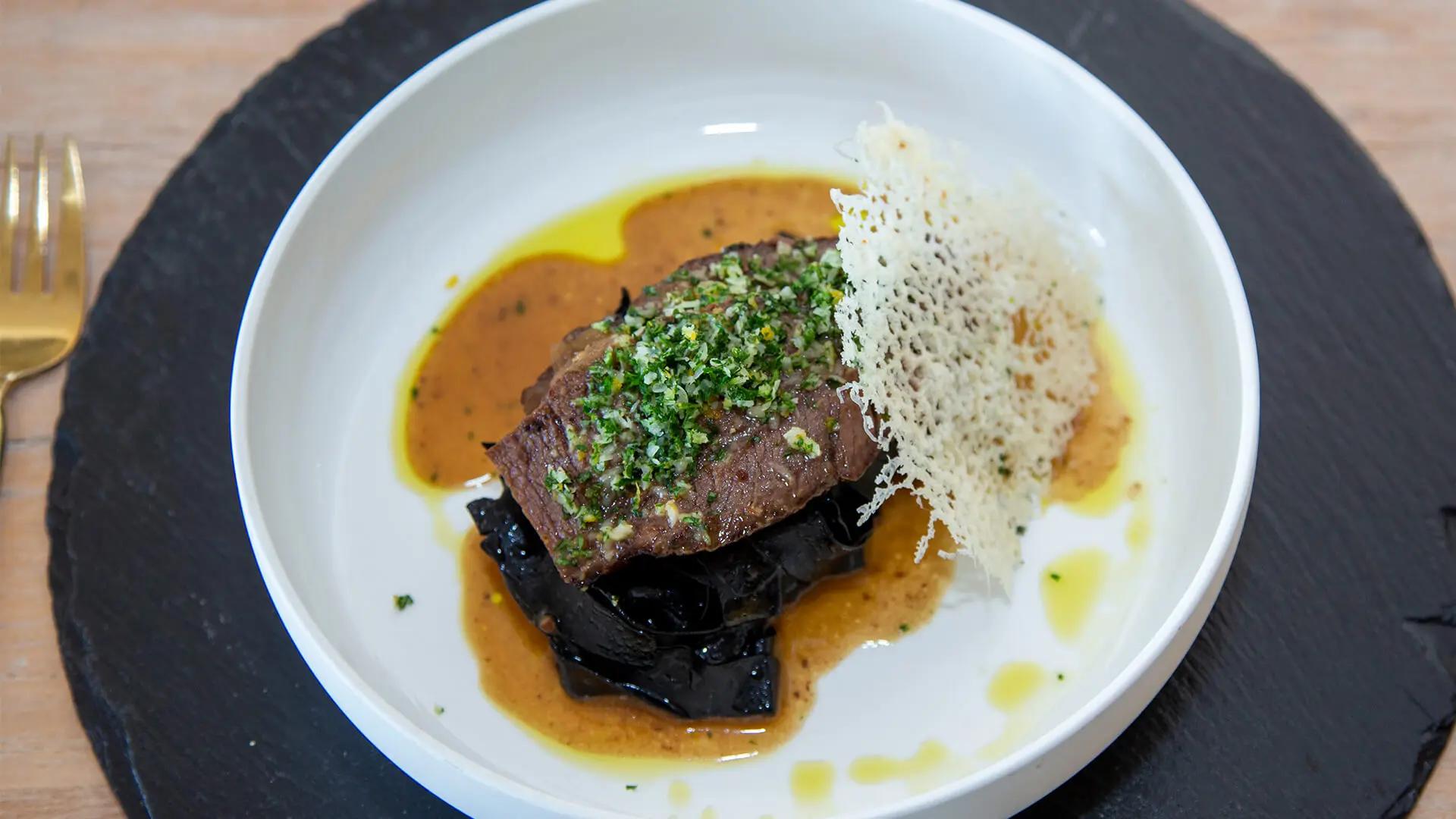 Beef cheeks with black charcoal fettuccine Recipe | Beef + Lamb New Zealand