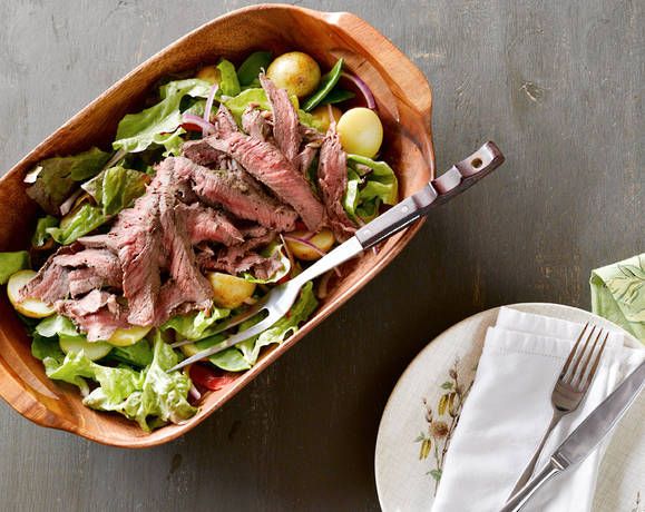 Rosemary seared steak and warm potato salad Recipe | Beef + Lamb New Zealand