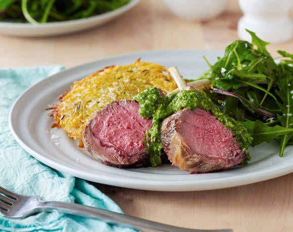 Lamb cutlets with potato rosti and fresh herb pistou Recipe | Beef + Lamb New Zealand