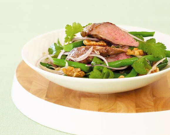 Hoisin lamb fillet with green beans and walnut salad Recipe | Beef + Lamb New Zealand