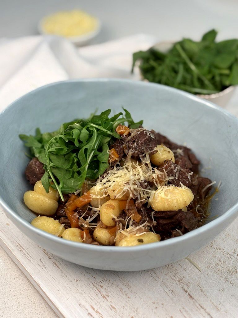Gnocchi with gravy beef in a red wine sauce Recipe | Beef + Lamb New Zealand