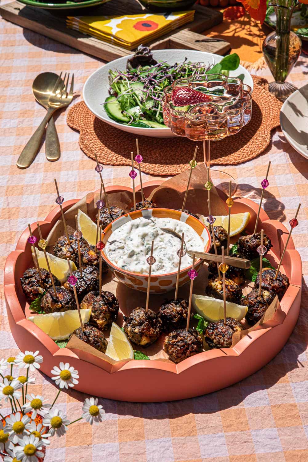 Feta and eggplant lamb meatballs with tzatziki Recipe | Beef +
