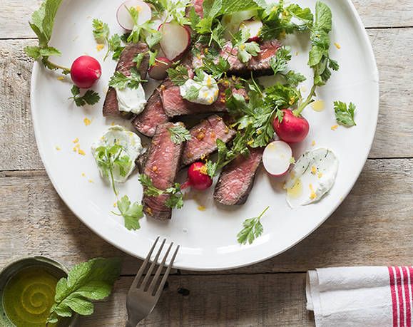 Barbecued scotch with summer herbs and labneh Recipe | Beef + Lamb New Zealand