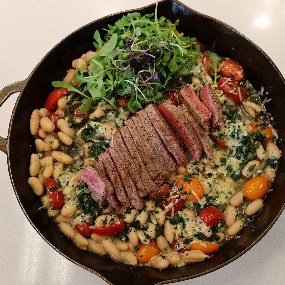 Steak with garlic parmesan cannellini beans Recipe | Beef + Lamb New Zealand
