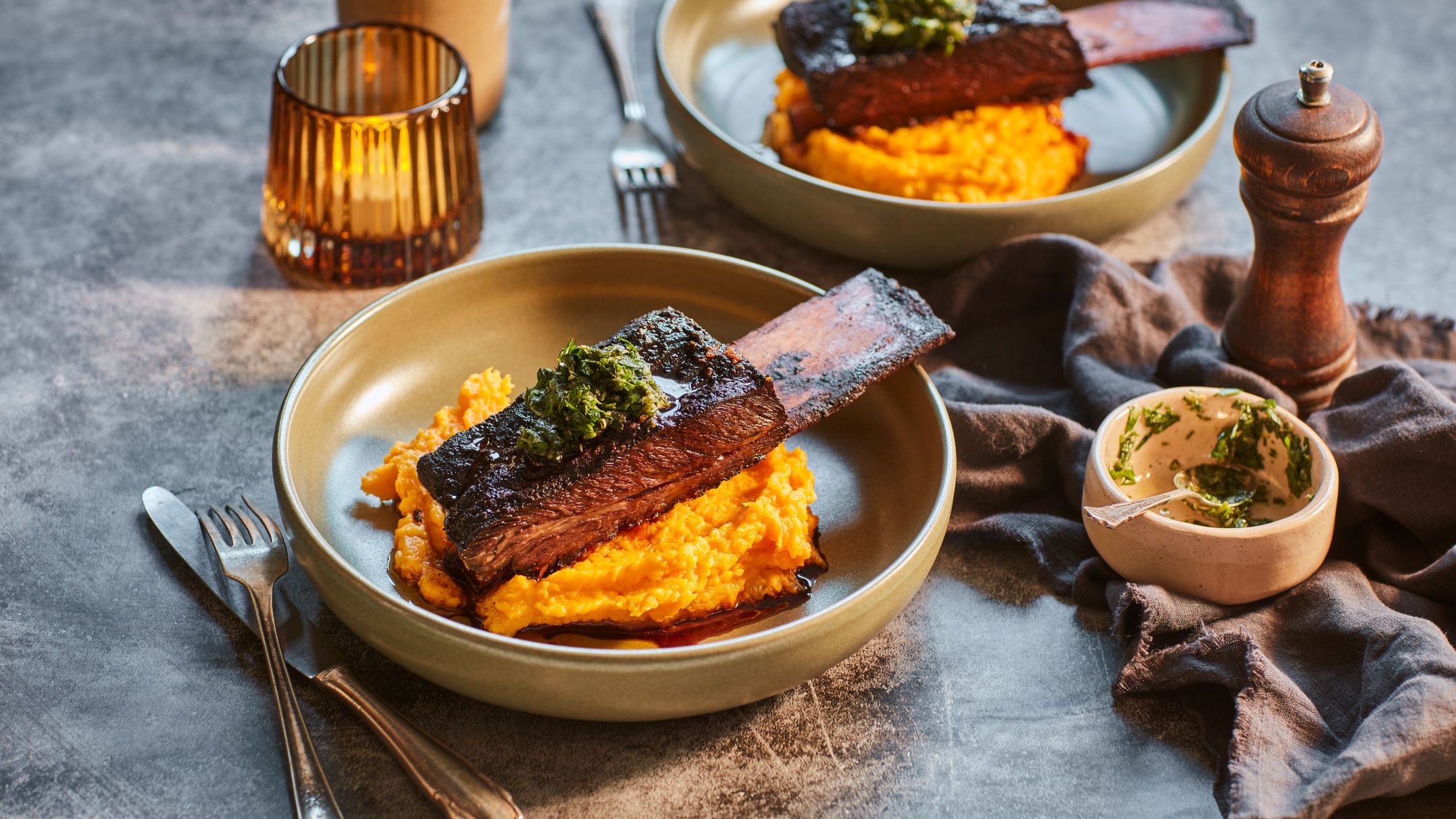 SlowRoasted Beef Short Ribs with Maple Butternut Mash Recipe Beef