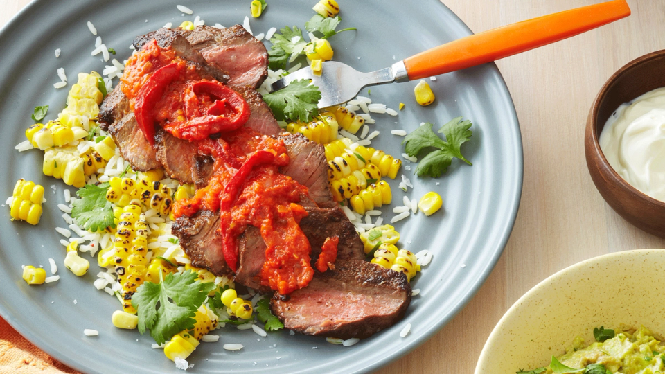 Mexican Steak Fiesta with Garlic Capsicum Sauce Recipe Beef + Lamb