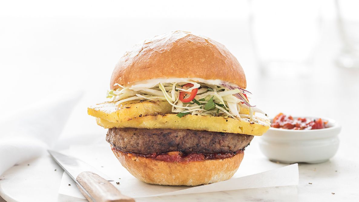 Grilled pineapple and slaw beef burger Recipe | Beef + Lamb New Zealand