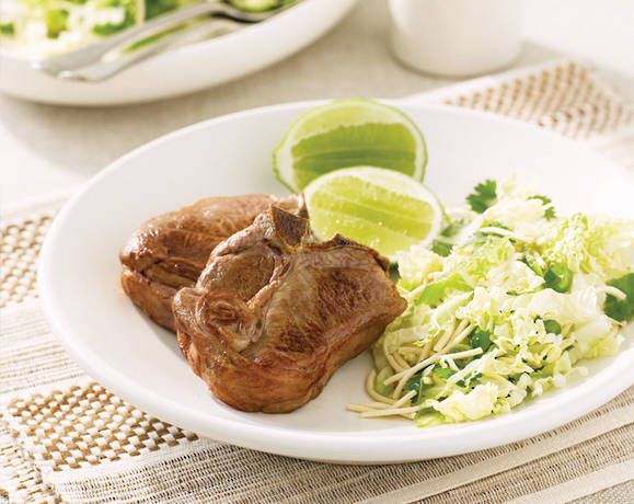 Honeyed lamb loin chops with crispy noodle salad Recipe | Beef + Lamb New Zealand