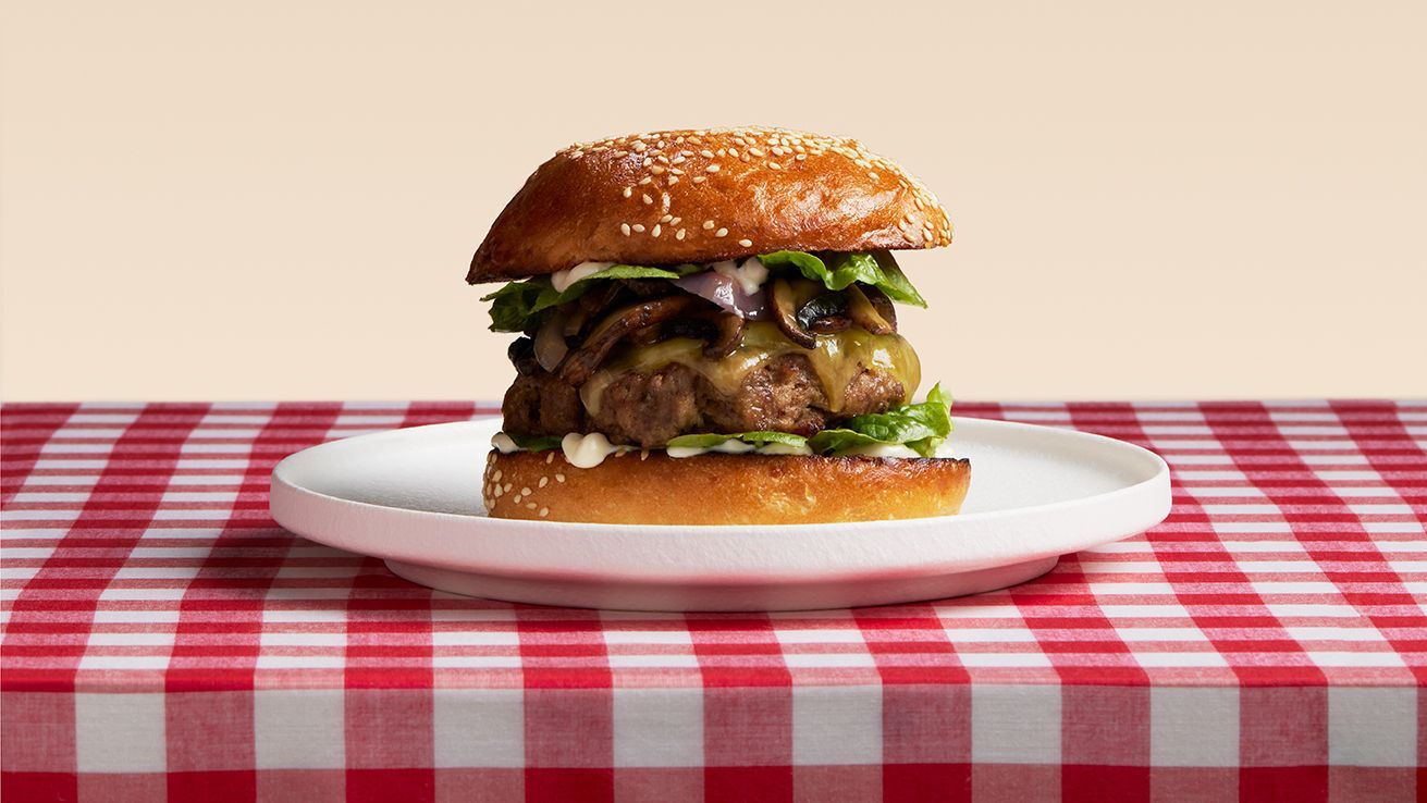 Beef burger with mushrooms and melted cheese Recipe | Beef + Lamb New Zealand