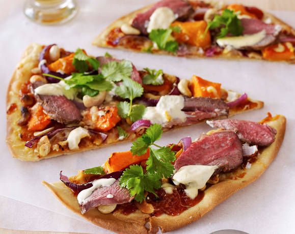 Lamb, pumpkin and cashew pizza with lemon aioli Recipe | Beef + Lamb New Zealand
