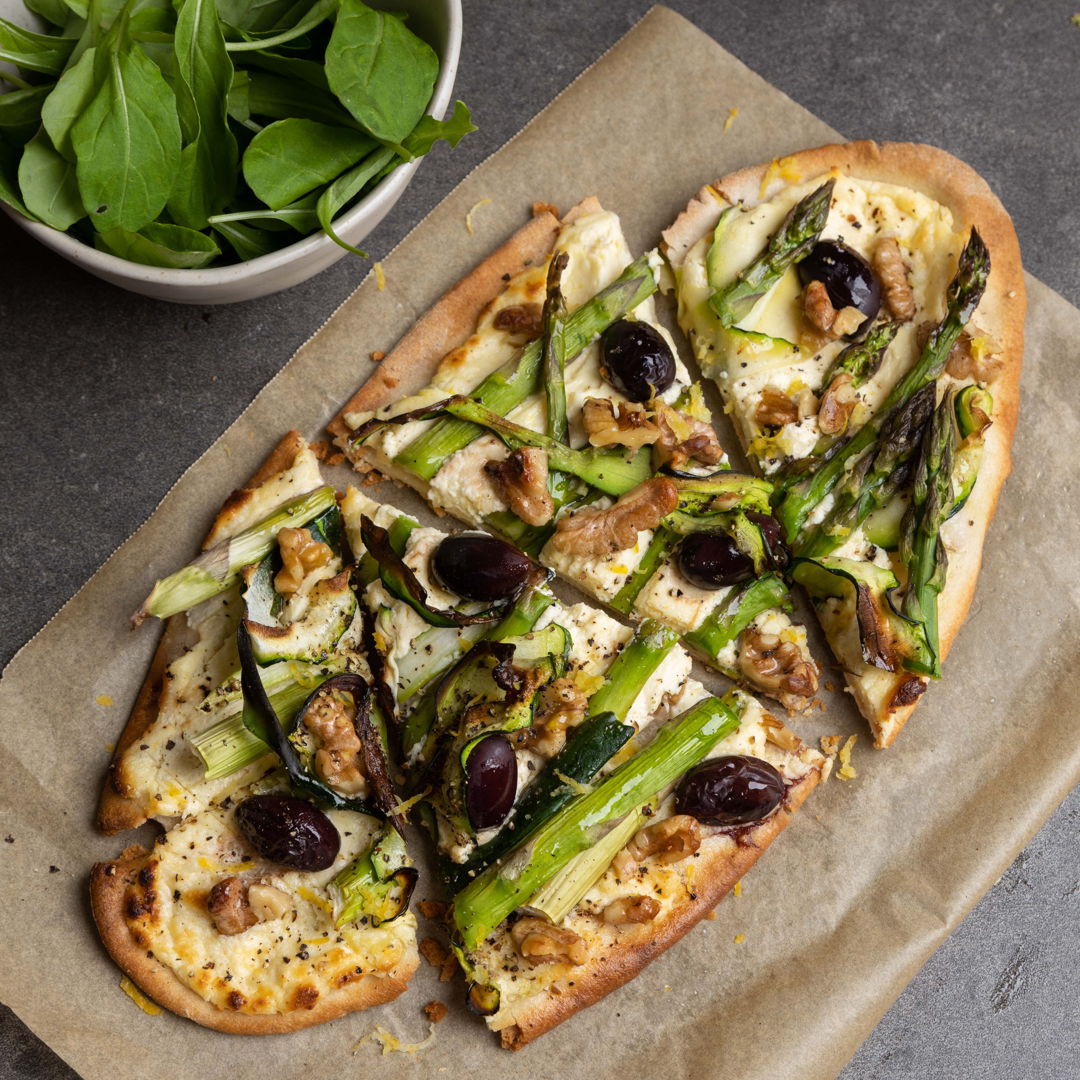 Asparagus, Zucchini & Whipped Feta Flatbread Recipe Beef + Lamb New